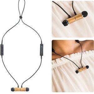 Bamboo Wood Bluetooth Headphones - Magnetic Wood Earbuds, Wear on-The-go.